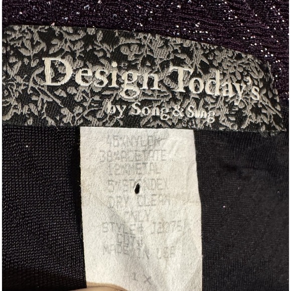 Design Today's by Song & Sung Purple Black Silver Sparkling Button Up Duster 1X - Picture 7 of 7